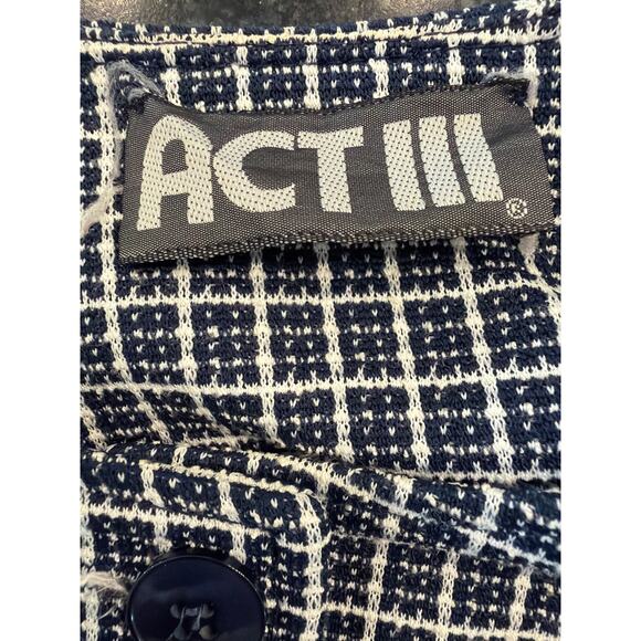 Vintage 80's union made  ACT III navy and white tweed blazer EUC size 10 - Picture 3 of 11